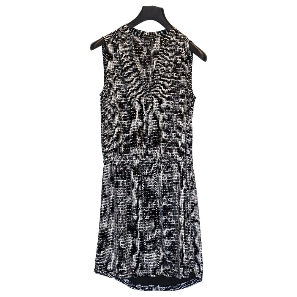 Hilary Radley‎ Women Navy White Abstract Dash Print Sleeveless Dress Size 2